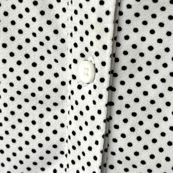 Adrianna Papell Wms XL White Black Dot Sleeveless Button Up Tie Front Blouse - Picture 5 of 10